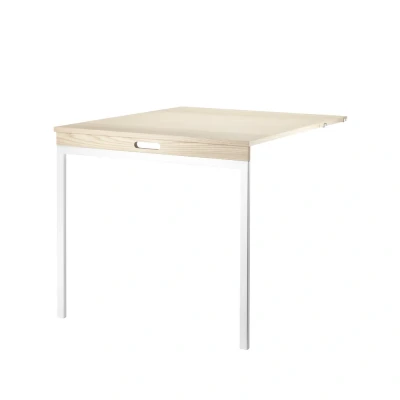 Afbeelding van String klaptafel Essenhout witte metalen poten