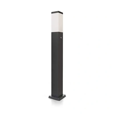 Afbeelding van LED Universum Wegverlichting, antraciet, met 2 stopcontacten, 80 cm, roestvrij staal, buitenlamp, staande lamp, energiezuil, stroomverdeler voor de tuin, tuinstopcontact (met schemeringssensor)