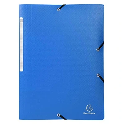 Afbeelding van Exacompta elastomap A4, uit PP, 3 kleppen en elastiek blauw 10 stuks