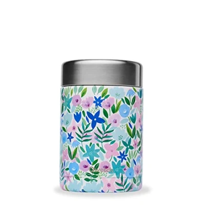 Afbeelding van Qwetch Flora Thermoslunchbox voor onderweg levensmiddelendoos roestvrij staal 5 uur warm en 7 koud BPA vrij, waterdicht herbruikbaar lunchbox kantoor, picknick, wandelen blauw 600 ml