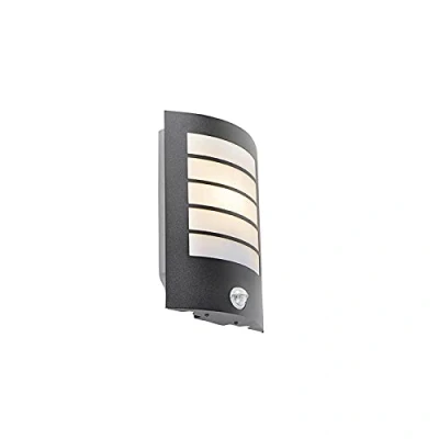 Afbeelding van QAZQA Buiten wandlamp zwart IP44 met bewegingssensor Miro