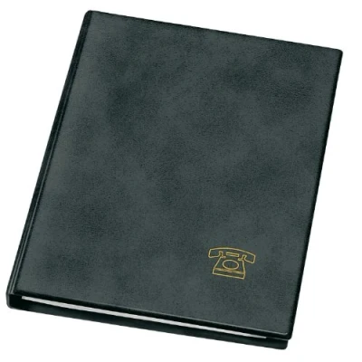 Afbeelding van VELOFLEX 5158180 telefoonringband DIN A5, adresboek, telefoonboek, zachte folie in lederlook, met register, zwart