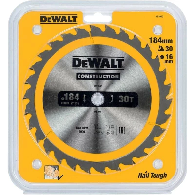Afbeelding van DeWalt Accessoires Cirkelzaagblad 184x16x30t, positief 10, kerf 2,6mm DT1940 QZ
