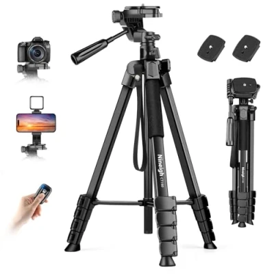 Afbeelding van Nineigh Camera Telefoon Statief, 75&quot; Lichtgewicht DSLR Statief Stand met 3 weg Pan Head, Horizontaal voor Smartphone Afstandsbediening en Draagtas Reizen Video Fotografie