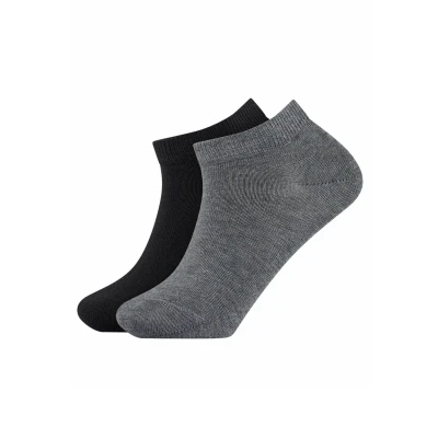 Afbeelding van FALKE Uniseks kind Korte sokken Happy Double Pack K Sn katoen kort eenkleurig 2 paar, Veelkleurig Black Grey 0050, 27 30