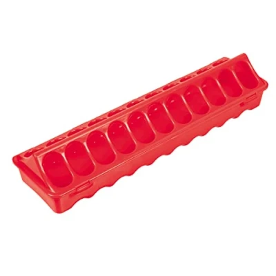 Afbeelding van Duvoplus Voersilo Kip Kuikenvoerbak Plastiek Ronde Gaten 40,5x10,5x8cm Rood 1st