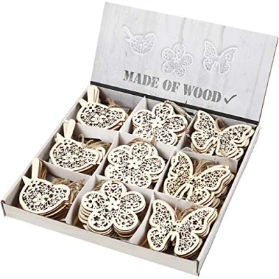 Afbeelding van Creativ Company Houten Figuren Vlinder Bloem en Vogel, 90st.