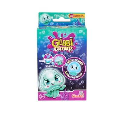 Afbeelding van Glibbi Glowy, kwal met Glow in the Dark effecten, poeder verandert water licht slijm, 2 x 7 gram, glibber, badplezier vanaf 3 jaar