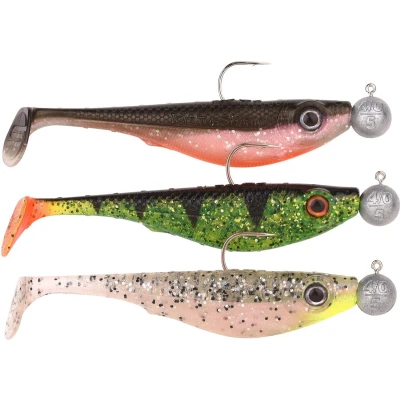 Afbeelding van Spro Shad to Go 10cm 5gr Haak 4/0 (3 pcs) UV Perch Olive Salt &amp; Pepper