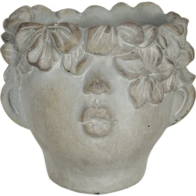 Afbeelding van Clayre &amp; Eef Grijze Bloempot 16*15*13 cm 6TE0314