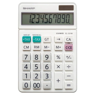 Afbeelding van Calculator Sharp EL331WB wit desktop per 10