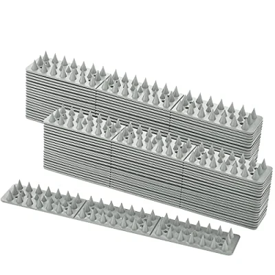 Afbeelding van EXLECO Vogelpunten, 40 stuks, duivenbescherming, kunststof, 12 m, 3 rijen, vogelbescherming, voor muren, ramen, hekken, voorkomt duiven, raaf en dieren, grijs