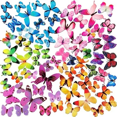 Afbeelding van 120 stuks vlinder muurstickers 3D vlinders decor voor muur, verwijderbare muurschildering stickers huisdecoratie kinderkamer slaapkamer decor, doe het zelf kunst