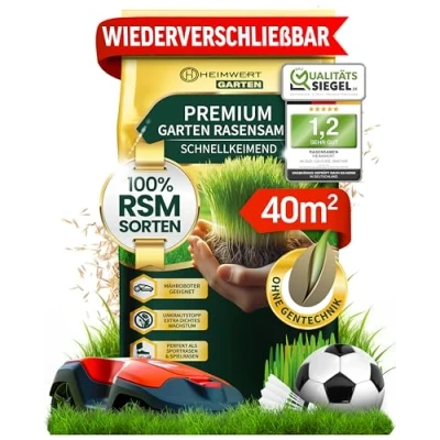 Afbeelding van Heimwert graszaad, snelkiemend, herfst, turbo, 1 kg, voor 40 m2, gazonzaad, sport en spel van hoogwaardig grassmengsel aanbevolen RSM soorten, Made in Germany