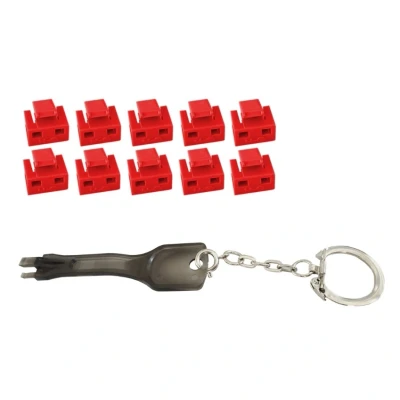 Afbeelding van Shiverpeaks S/CONN maximale connectiviteit RJ45 poortblokker met sleutel (1x sleutel, 10x sloten), rood, Beveiliging van notebooks, Rood