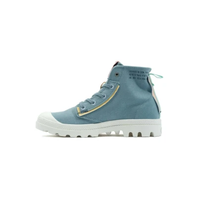 Afbeelding van Palladium Pampa Enkellaarsjes met plateauzool, Dames, Maat: 37, City blue Textiel
