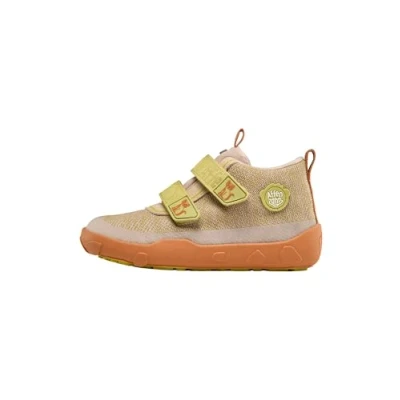 Afbeelding van Affenzahn Tussenschoen gebreid patroon Happy schoen voor de overgangsperiode Knit waterdicht ademend veganistisch met koude voering klittenbandsluitingen en antislipzool, beige kat, 34 EU