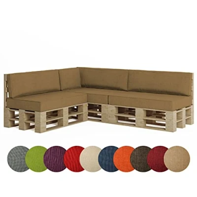 Afbeelding van Chilly Pilley Pallet Kussen Cover Zitkussen Rugleuning Koudschuim Schuim Vlokken Vulling Vele Maten En Kleuren (Set Van 7, Bruin)
