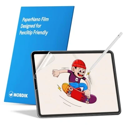 Afbeelding van MOBDIK 2 stuks papieren schermbeschermers compatibel met iPad Air 5e/4e (10,9 inch) / Pro 11 inch (2022/2021/2020/2018), anti verblinding, geschikt om te schrijven, eenvoudige installatiekit