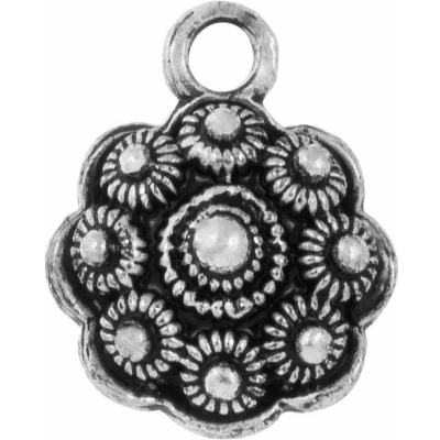 Afbeelding van Zeeuwse Knop Bedel met dichte achterkant (15 mm) Antiek Zilver (5 stuks) Binnenmaat oogje 2 mm