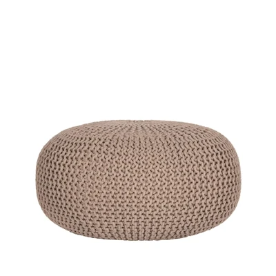 Afbeelding van LABEL51 Poef Knitted Beige Katoen L Majorr