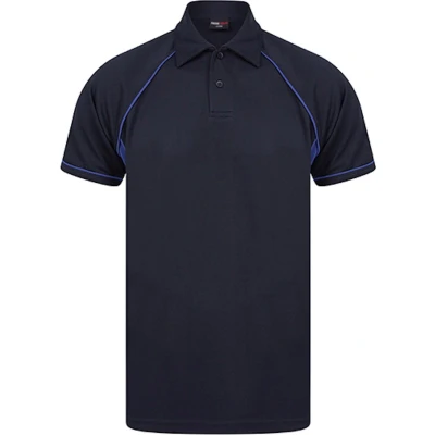 Afbeelding van Herenpolo &#039;Piped Performance&#039; met korte mouwen Navy/Royal 3XL