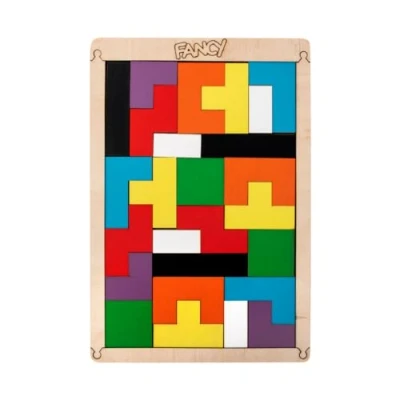 Afbeelding van Fancy Tangram Houten Puzzel 15 x 22 cm, Wooden Tetris Montessori Geometrische Vormen, Tanrgam Hout voor Kinderen en Volwassenen, Educatief Speelgoed vanaf 3, 4, 5, 6, 7, 8 jaar