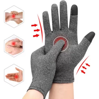 Afbeelding van Reuma Compressie handschoenen Met Vingertoppen Artrose Touchscreen Grijs L