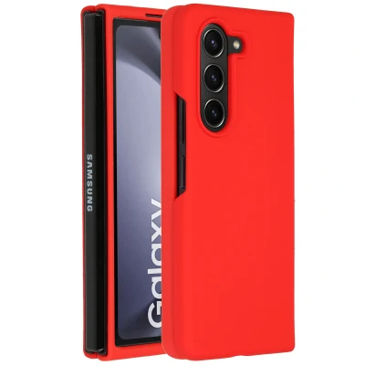 Afbeelding van Samsung Galaxy Z Fold 5 Hoesje Siliconen en TPU (zacht) Accezz Softcase/Backcover Rood Telefoonhoesje