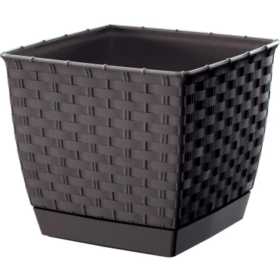 Afbeelding van Prosperplast Plantenpot donkerbruin rotan kunststof 16x14 cm Plantenpotten