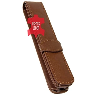 Afbeelding van ONLINE Classic lederen etui voor een pen I bruin met insteeklus schrijfgerei van alle merken echt leer balpenetui, vuletui, schrijfetui 14,5 x 2,5 cm (LxBxH)