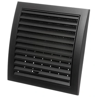 Afbeelding van 190 x mm, antraciet, ventilatierooster met insectenbescherming, kunststof afsluitrooster schuifregelaar