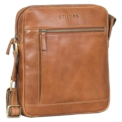 Afbeelding van STILORD &#039;Alwin&#039; Schoudertas Heren Leren Tablet Tas 10 Inch Vintage Crossbody Retro Leder Boodschapper Zak, Kleur:mokka donkerbruin