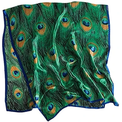 Afbeelding van Vrouwen Zijden Pauwenveren Print sjaal Pashmina Lange Oversized Wrap Hoofddoek, Meerkleurig, Eén maat,
