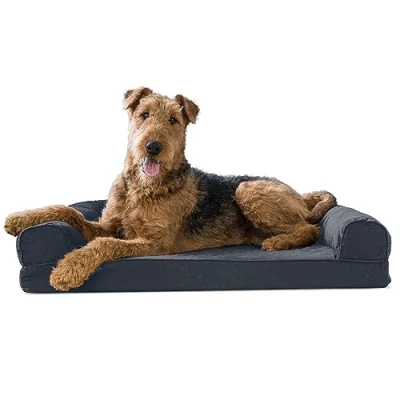 Afbeelding van Furhaven Groot Memory Foam Hondenbed Gewatteerde Sofa Stijl w/Verwijderbare Wasbare Cover Iron Gray, Large