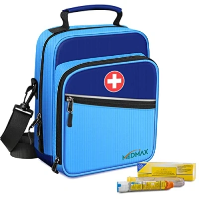 Afbeelding van MEDMAX Medicijntas, insuline, koeltas, EpiPen, geïsoleerde draagtas, grote capaciteit, noodtas voor diabetes accessoires, astma inhalator, anti histamine, Auvi Q, Allergy Medicine Essentials