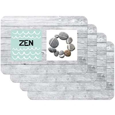 Afbeelding van Venilia Placemat voor eetkamer Zen Stone, set van 4 afwasbaar polypropyleen, voedselveilig 45 x 30 cm, stuks, 59085
