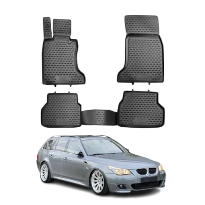 Afbeelding van OMAC Rubberen vloermatten compatibel met BMW 5 serie Limo Touring E60 E61 2003 2010 TPE 4X