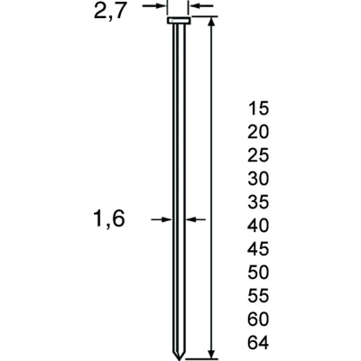 Afbeelding van Dutack Fasteners 5138051 Brad SKN16 20 Verzinkt 1,6 x 38 mm (2000st)