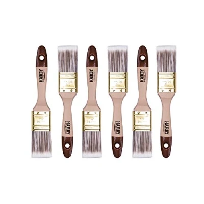 Afbeelding van HARDY WORKING TOOLS Plat penseelset 6 delig, stuks 35 mm breed, schilderkwastenset met houten handvat, lakkwast serie *45*, stuks, A0205 450615