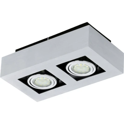 Afbeelding van EGLO Loke 1 Opbouwlamp 2 Lichts Aluminium Geborsteld, Chroom, Zwart