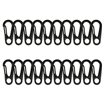 Afbeelding van Temlum Tiny SF Aluminium karabijnhaak inch clip mini karabijnhaken set lente snap sleutelhanger haak voor kamperen reizen wandelen sleutelhangers buiten (zwart, 20 stuks)