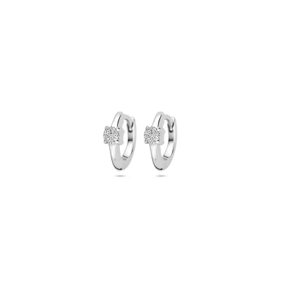 Afbeelding van Zilver Gerhodineerd Klapoorringen Zirkonia 10 Mm 1339726
