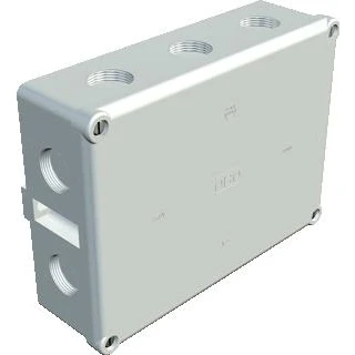 Afbeelding van Obo rechthoekige kabeldoos invoer 10x 25mm met deksel ip54 kunststof dxbxl 71x196x144mm grijs ral7035 2002523