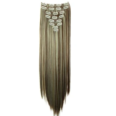 Afbeelding van CAISHA XXL 60cm 8 Delige Set Clip In Extensions Haarextensies Haarstukje Glad Bruinblond Mix CES15