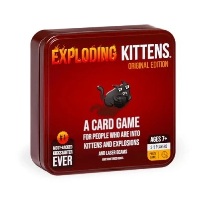 Afbeelding van Exploding Kittens Original Edition in Collectible Tin 2 5 Players Ages 7+ 15 Minutes to Play High Stakes Card Game Party Game, Family Night, Kid and Adult