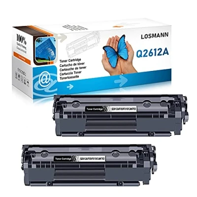 Afbeelding van LOSMANN 2 x toner compatibel met Q2612A 12A FX9 FX10 CAN703 voor HP Laserjet 1010 1012 1015 1018 1020 1022 1022N 1022NW 3015 3015AIO 3020 3020AIO 30AIO 30 3050 3050Z 3052 3055 M1005MFP M1319FMFP