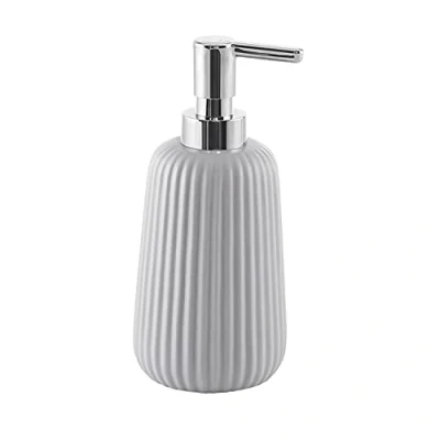 Afbeelding van Gedy G Marika, zeepdispenser in grijs, van roestvrij staal en krom, afmetingen 18 x 8 cm gewicht 0,37 kg, R&amp;E design, 2 jaar garantie, uniek