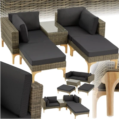 Afbeelding van tectake® Wicker lounge Bellaria met aluminium frame natuur 404797