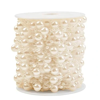 Afbeelding van 30M Kunstmatige Parels String Kralen Ketting, Parel Kraal Garland Ketting voor Bruiloft, Feest, Sieraden Maken, Beige